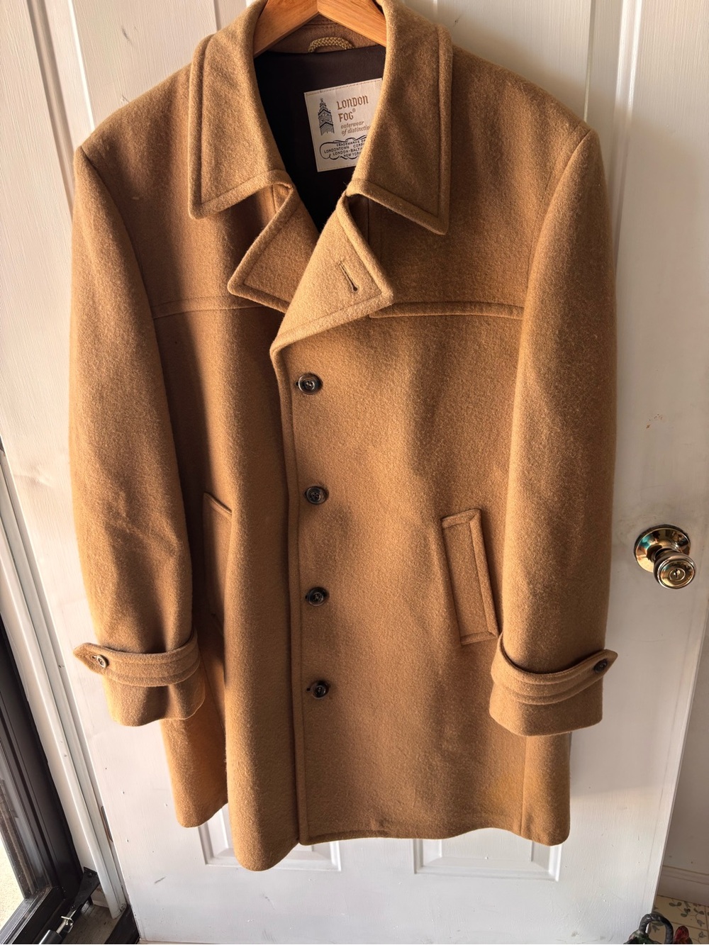 Vintage London Fog Wool Blend Trench Coat Camel 44L